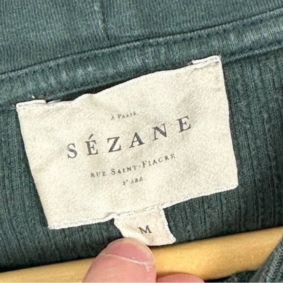Sezane Mary Sweatshirt Sage Green Size Medium French Organic Cotton Velvet Boho - Picture 6 of 13